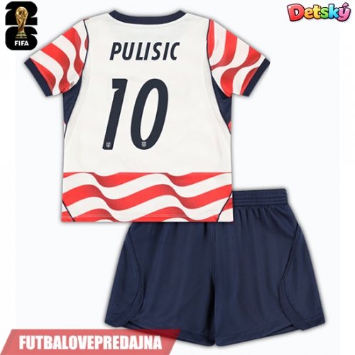 Lacne Dětský Futbalové dres Spojené štáty Christian Pulisic #10 MS 2026 Krátky Rukáv - Domáci (+ trenírky)